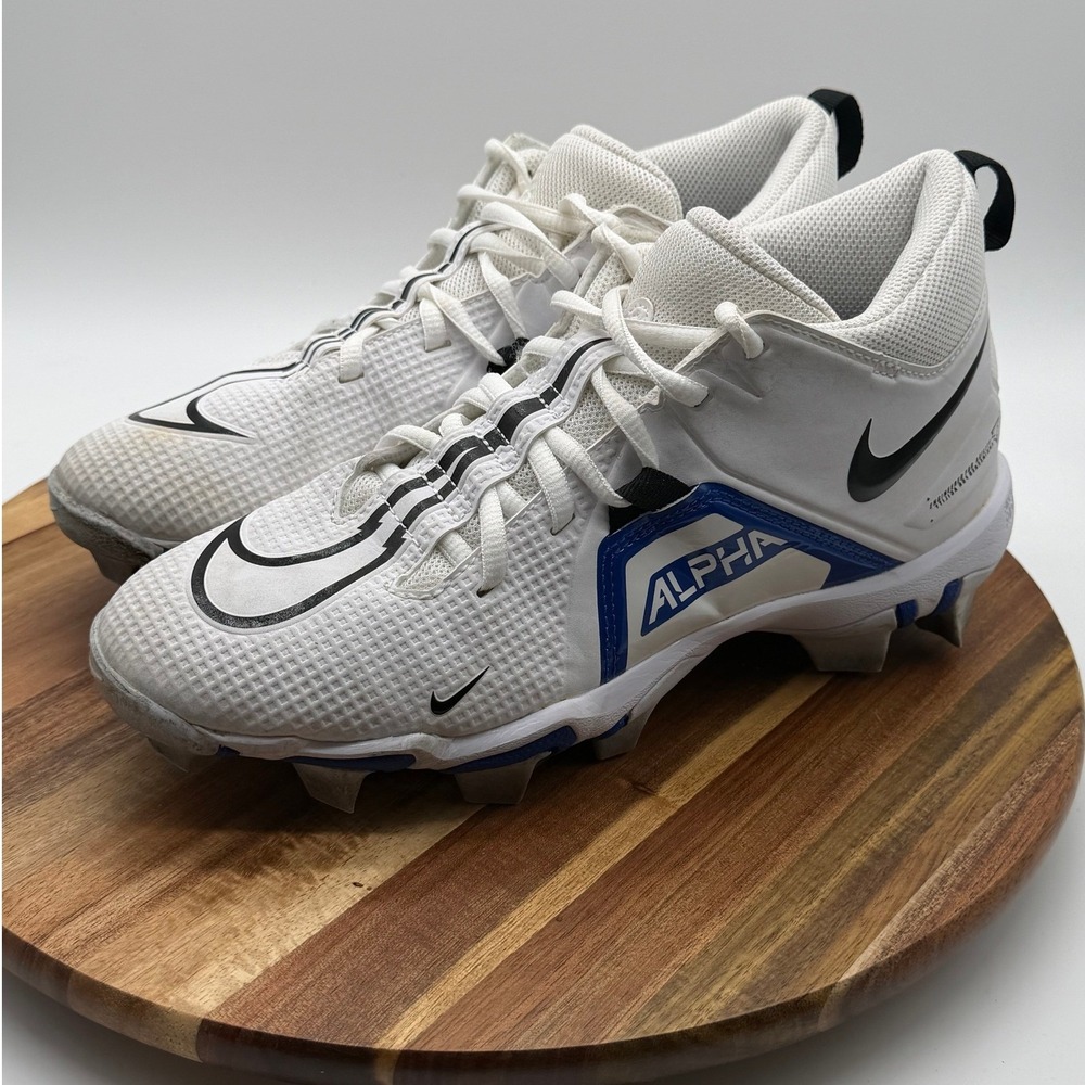 Nike‎ Alpha Menace Shark 3 Boy's 6YWhite Royal Blue Football Cleats 0763